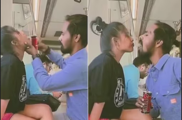 Bucin Banget! Wanita Ini Tuangkan Minuman dari Mulut untuk Kekasihnya di Kereta