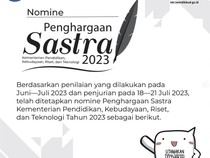 Ini Daftar Nominasi Penghargaan Sastra Kemendikbud 2023