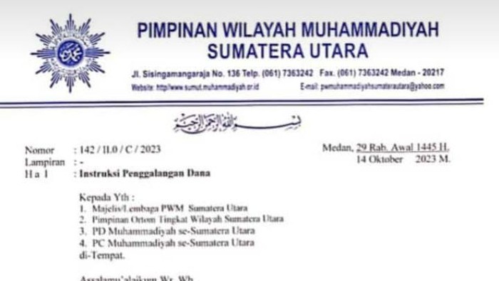 Surat Intruksi penggalanan dana. (Foto: Istimewa).