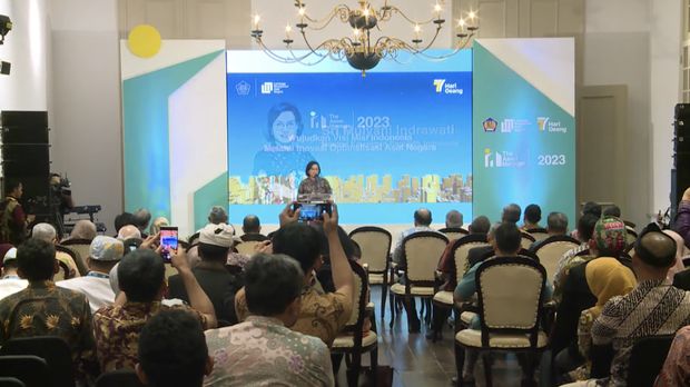 Menteri Keuangan Sri Mulyani dalam Malam Penganugrahan The Asset Manager 2023. (Tangkapan Layar Youtube Lembaga Manajemen Aset Negara)