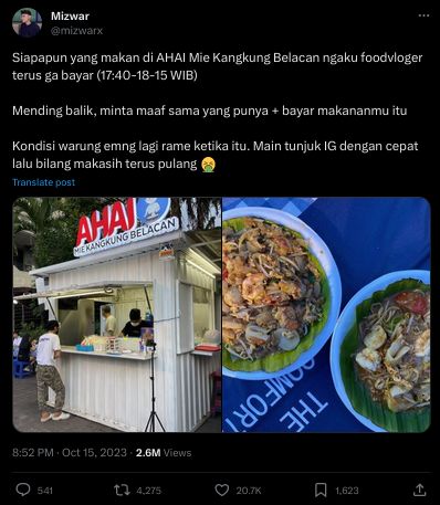 Netizen Twitter ini mengungkap modus pelanggan jadi 'Food Vlogger' agar makan gratis
