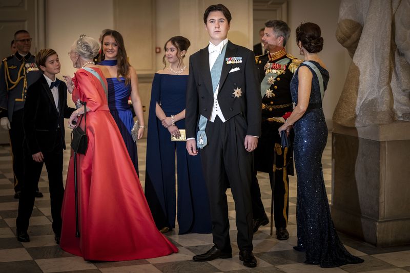 Perayaan Ulang Tahun ke-18 Pangeran Christian dari Denmark A view of Denmark's Prince Christian's 18th birthday gala dinner, at Christiansborg Castle, in Copenhagen, Sunday, Oct. 15, 2023. (Mads Claus Rasmussen/Ritzau Scanpix via AP)