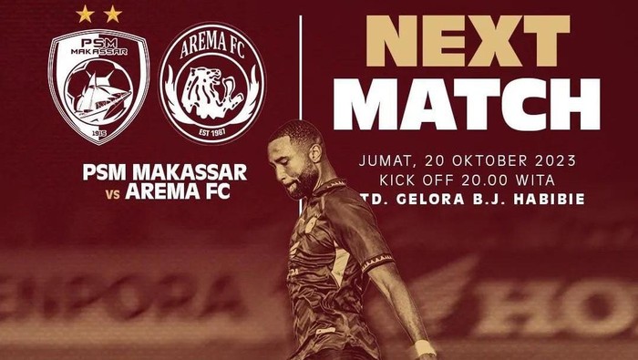 Penjualan Tiket PSM Makassar Vs Arema FC Dibuka, Cek Harga dan Cara Belinya