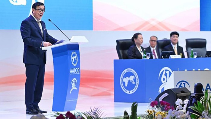Forum Asian African Legal Consultative Organization (AALCO) ke-61 digelar di Bali. Menkumham Yasonna Laoly terpilih jadi Presiden The 61st AALCO Annual Session.