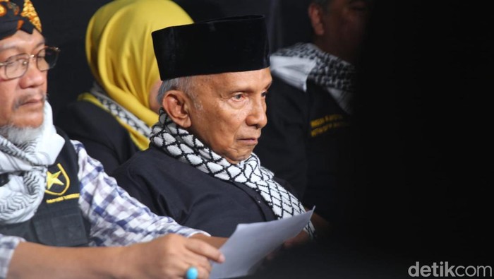 Deklarasi Partai Ummat dukung pasangan Anies Baswedan-Muhaimin Iskandar di kediaman Amien Rais, Condongcatur, Depok, Sleman, Rabu (18/10/2023)