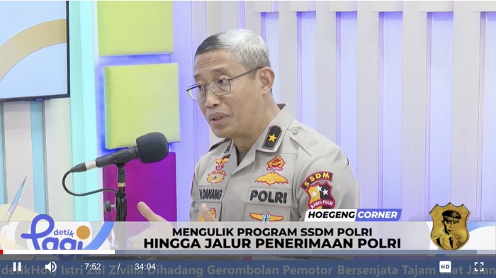 Karo Dalpers SSDM Polri Brigjen Nurworo Danang di detikPagi, Rabu (18/10/2023).