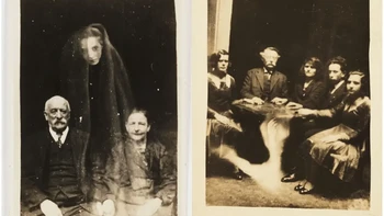 Foto-foto hantu yang diambil pada tahun 1920-an oleh William Hope, yang mengaku bisa mendokumentasikan orang mati dengan kameranya. Foto: Mirror