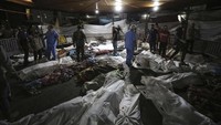 Rabu, 18 Oktober 2023, militer Israel menyerang rumah sakit Al-Ahli Arab di Gaza, Palestina. Serangan mendadak itu disebut menewaskan 500 orang di lokasi. AP/Abed Khaled