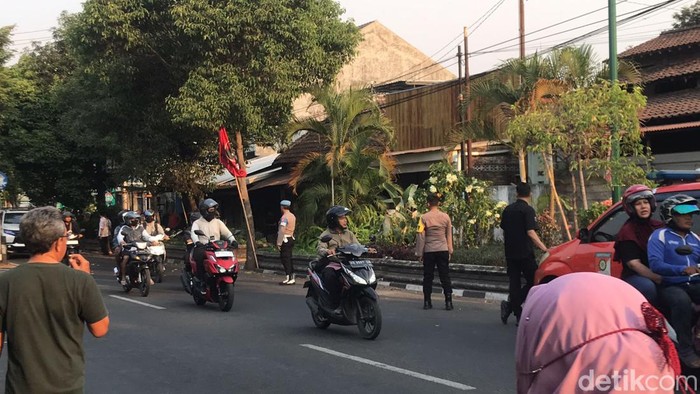 Suasana Jalan Patangpuluhan Jogja yang sebelumnya ditutup karena pengecekan Gegana telah dibuka,Rabu (18/10/2023).