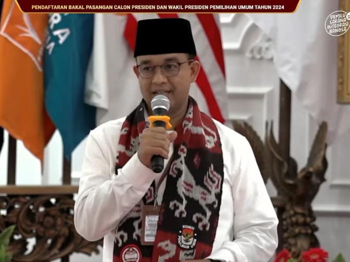Anies Baswedan resmi daftar capres di KPU RI, Kamis (19/10/2023). (YouTube KPU RI)