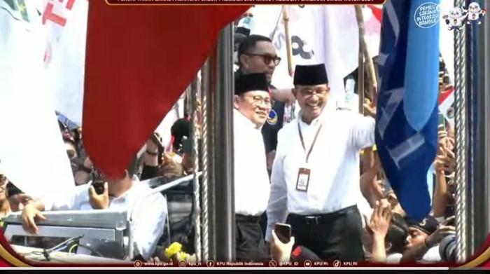 Anies dan Cak Imin tiba di KPU (dok. tangkapan layar Youtube KPU)