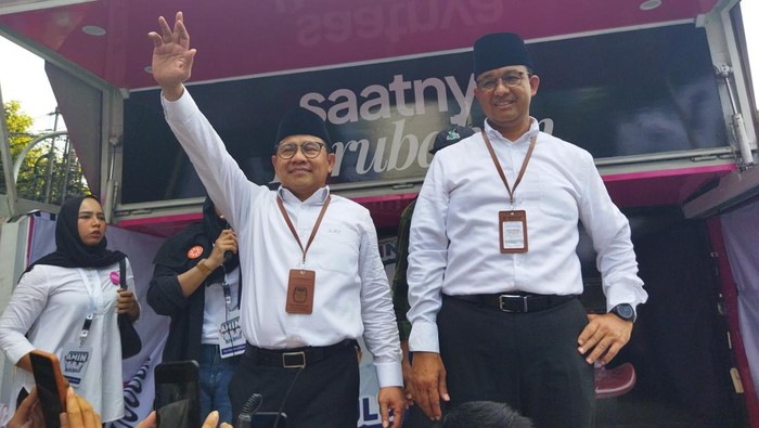 Anies dan Cak Imin usai daftar di KPU (Kurniawan/detikcom)