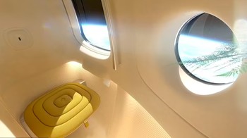 Toilet dengan pemandangan Bumi hanya salah satu fitur yang ada di balon luar angkasa. Space Perspective melengkapi wahana luar angkasanya dengan interior yang futuristik, dilengkapi tempat duduk mewah, ada tanaman, juga koneksi WiFi. Foto: Space Perspective
