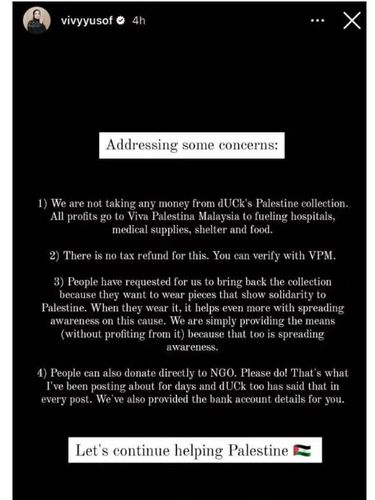 Brand hijab rilis koleksi hijab yang keuntungannya 100% didonasikan untuk Palestina, viral di Instagram.