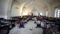 Begini kondisi gereja yang ada di rumah sakit tersebut seusai pengeboman.  