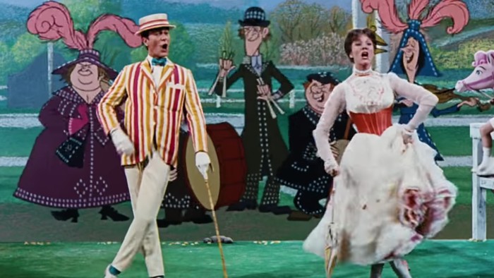 Cuplikan adegan dalam film Mary Poppins (1964).
