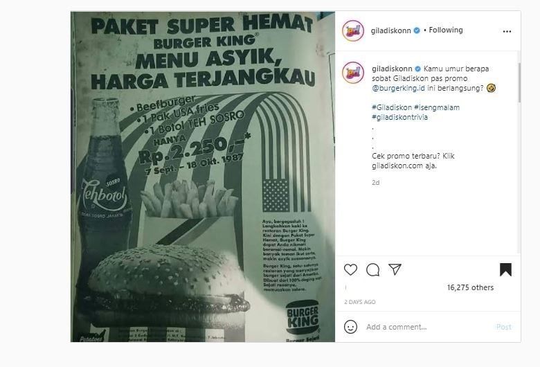 Murah Banget! Ini Daftar Harga Menu Makanan dan Minuman di Era 80an