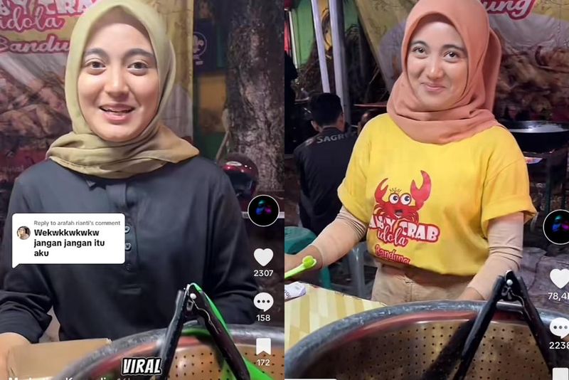 Penjual baby crab mirip komika Arafah Rianti di Lengkong, Bandung