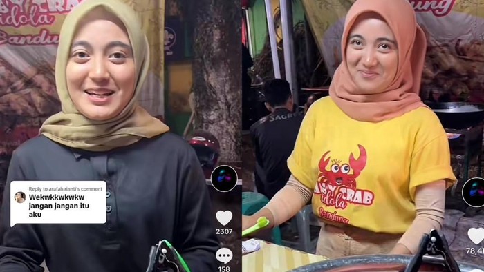 Penjual baby crab mirip komika Arafah Rianti di Lengkong, Bandung