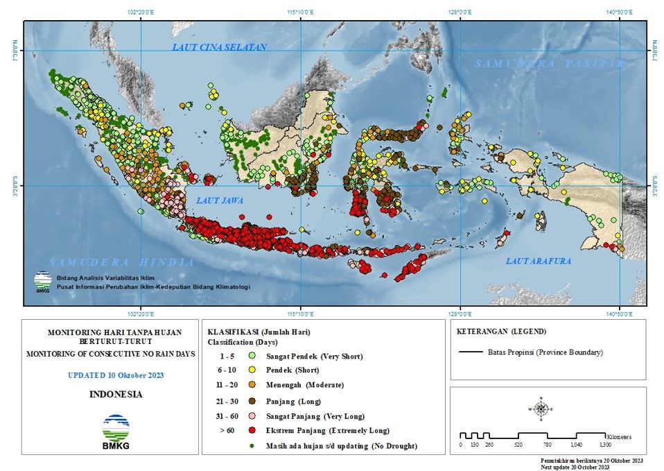 Perkiraan hari tanpa hujan di Indonesia. (Dok. BMKG)
