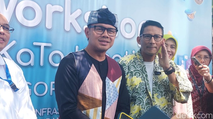 Wali Kota Bogor Bima Arya dan Menparekraf Sandiaga Uno di BCC. (M Sholihin/detikcom)