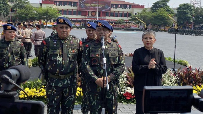 Dankor Brimob Irjen Imam Widodo usai serah terima pataka (Devi/detikcom)