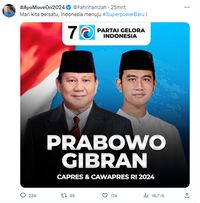 Wujud Poster Prabowo-Gibran Yang Diunggah Fahri Hamzah