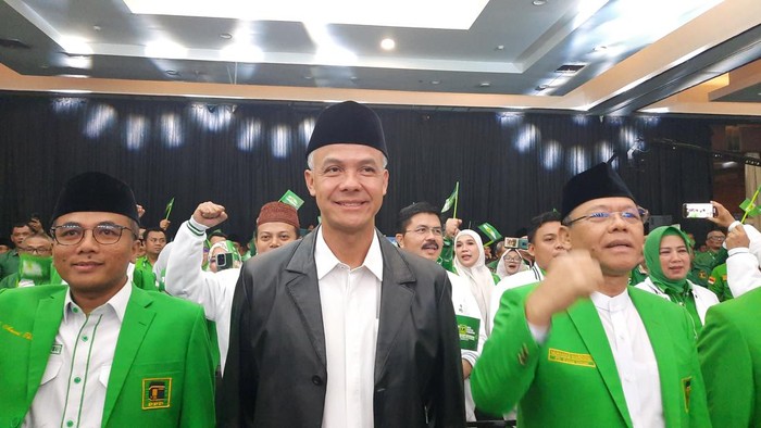 Ganjar Pranowo menghadiri acara Bimtek DPRD PPP di Ancol, Jakarta, Jumat (20/10/2023) malam.