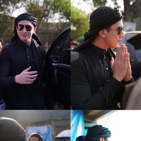 Foto-foto yang diunggah di Instagram Story @bramastavr memperlihatkan aktor 27 tahun itu memakai gamis hitam. Tidak ketinggalan sorban senada dan kacamata hitam turut melengkapi gayanya. (Foto: Instagram/@bramastavrl)