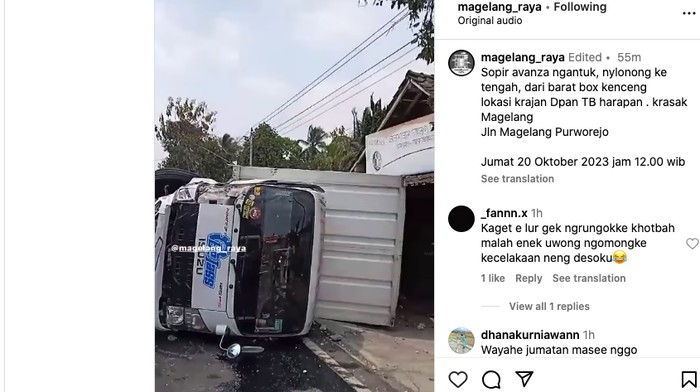 Truk box terguling di Jalan Purworejo-Magelang.