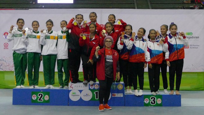 Selesai sudah Kejuaraan Nasional (Kejurnas) Gymnastics 2023. DKI Jakarta tampil sebagai juara umum dengan 12 medali emas.