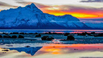 Musim dingin menjadi lebih sejuk di Norwegia utara, menyebabkan salju mencair seiring kenaikan suhu di atas titik beku. Foto ini menunjukkan desa Steigen, di dalam Lingkaran Arktik. Foto: CBS News