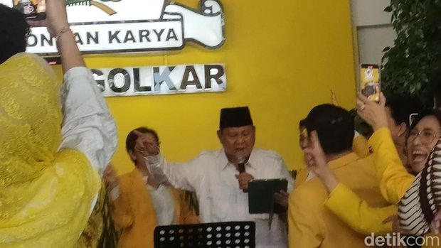 Prabowo di HUT Golkar. (Dwi/detikcom)
