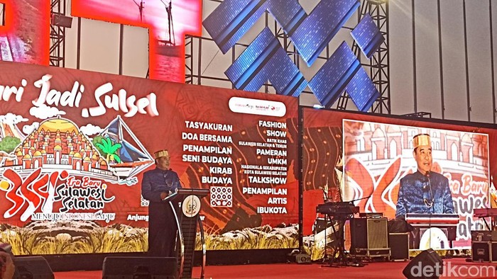 Pj Gubernur Sulsel Bahtiar Baharuddin saat menutup acara HUT Sulsel ke-354.