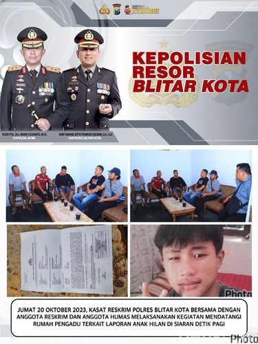 Polres Blitar Kota bantu pencarian anak hilang, Mohamad Zaquan (13) yang dilaporkan warga ke Kapolres Blitar Kota AKBP Danang Setiyo