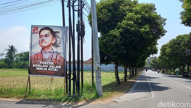 Sejumlah baliho menampilkan wajah putra bungsu Presiden Joko Widodo (Jokowi), yaitu Kaesang Pangarep mulai bertebaran di Jembrana, Sabtu (21/10/2023). (I Putu Adi Budiastrawan/detikBali).