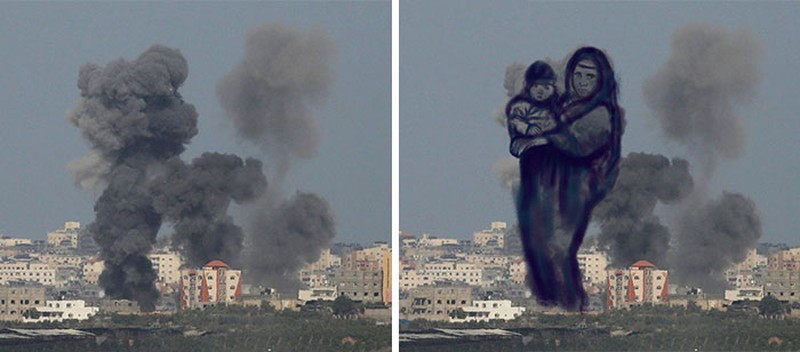 Seniman Palestina, Ubah Asap Perang Jadi Ilustrasi Menyayat Hati