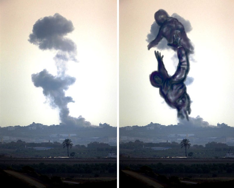 Seniman Palestina, Ubah Asap Perang Jadi Ilustrasi Menyayat Hati