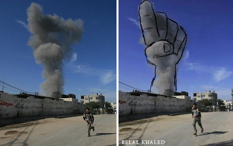 Seniman Palestina, Ubah Asap Perang Jadi Ilustrasi Menyayat Hati