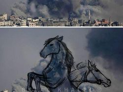 Seniman Palestina, Ubah Asap Perang Jadi Ilustrasi Menyayat Hati