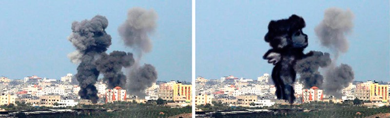 Seniman Palestina, Ubah Asap Perang Jadi Ilustrasi Menyayat Hati