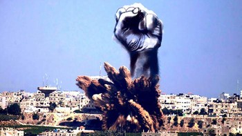Gambar ini dibuat saat perang Israel dan Palestina memanas pada tahun 2014. Foto: (Boredpanda/Tawfik Gebreel)