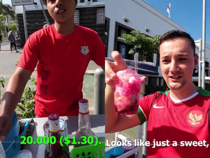 Bule asal Jerman membeli es doger seharga Rp 20.000. Netizen menyoroti harganya dan menjadi pro kontra.