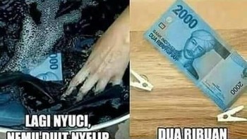 Ternyata Rp 2.000 yang kelunturan celana jeans. Foto: Facebook/lucu.lucuaja.co.id