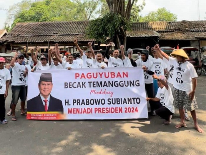 Paguyuban Becak Temanggung Satu Suara Dukung Prabowo di Pilpres 2024