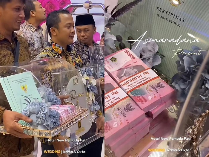 Beredar video viral seserahan pernikahan ada uang tunai Rp 100 Juta, sertifikat kos-kosan, hingga klinik.