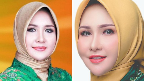 Kolase foto Evi Apita Maya pada Pileg 2019 (kiri) dan Pileg 2024 (kanan) berdasarkan DCS yang diunggah KPU. (Foto: Istimewa)