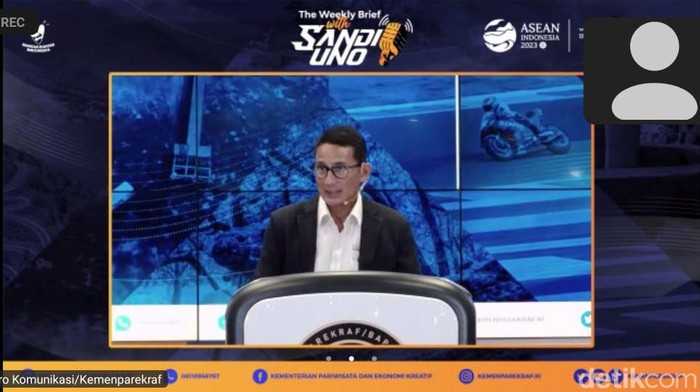 Menteri Pariwisata dan Ekonomi Kreatif Sandiaga Salahuddin Uno dalam acara WBSU, Senin (23/10/2023) malam.