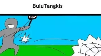 Bulu tangkis pakai tameng. Foto: 1cak  