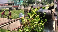pembersihan tidak hanya dilakukan secara manual yang melibatkan puluhan satgas. Pemkot Surabaya juga mengunakan alat pengeruk hidrolik.